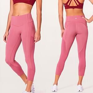 Lululemon All The Right Places Crop Leggings Moss Rose Pink Size 4